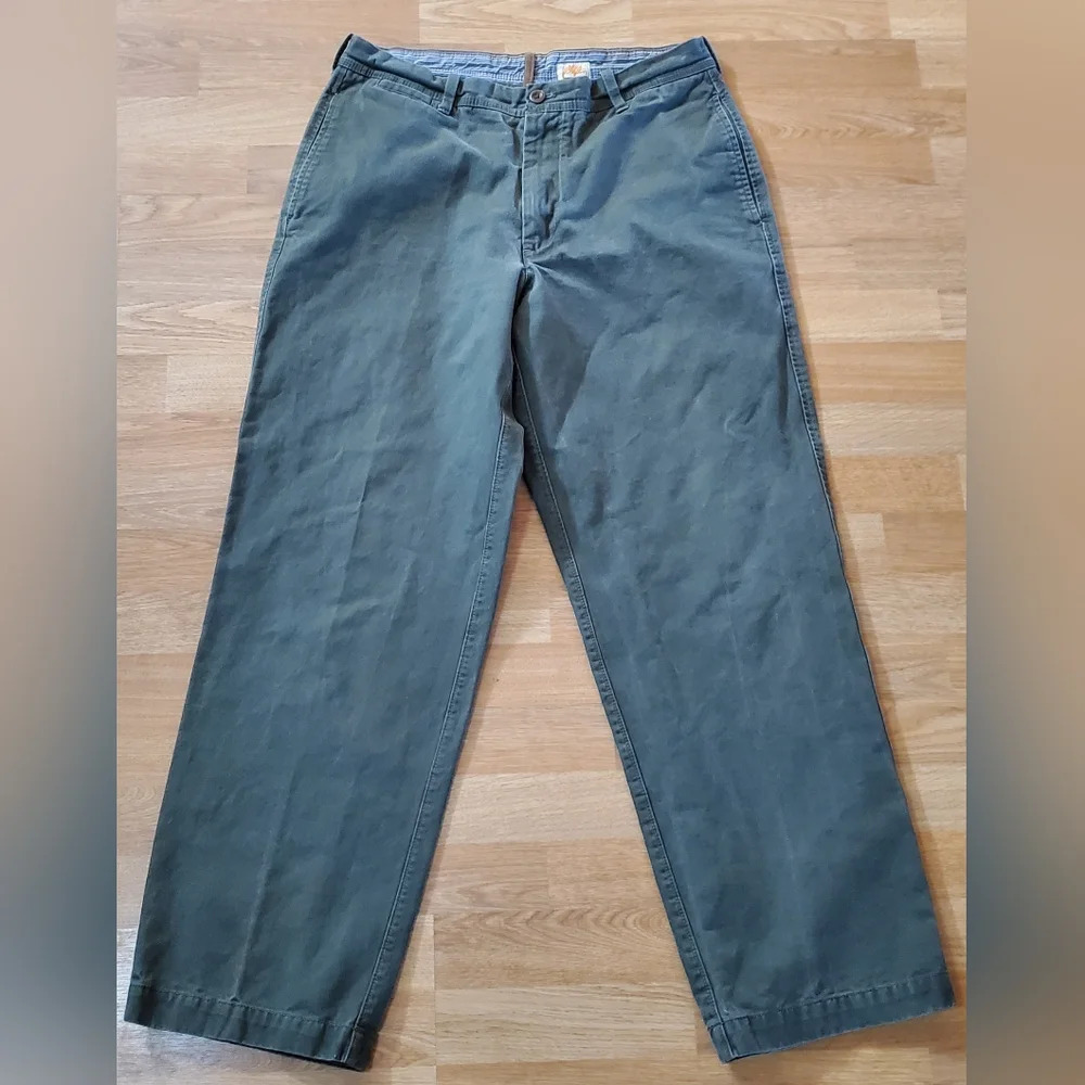 TIMBERLAND Chino FLAT FRONT Cotton Canvas PANTS Mens 34×32 Olive Green